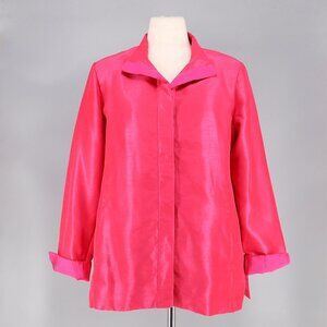 CHICO'S Shantung Taffeta Sheen Midlength Jacket Pink Lotus Petal Size 2 (12/14)